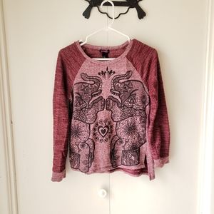 Hybrid small maroon eleohant long sleeve shirt